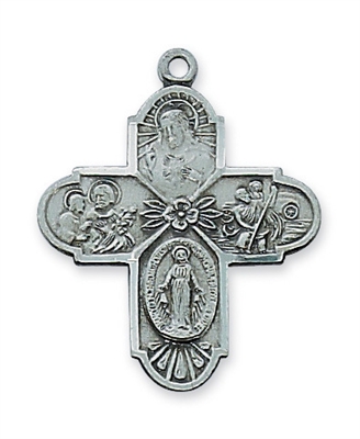 Four Way Pewter Cross with 20" Chain