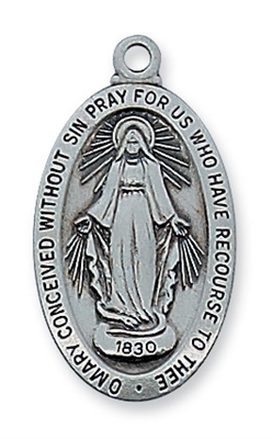 Miraculous Medal  18" Chain