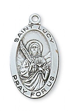 St. Lucy Sterling Silver on 18" Chain