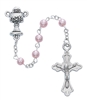 First Communion rosary 4MM Pink Pearl Glass Bead