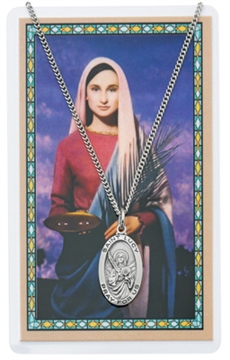 St. Lucy Oval Pewter Patron Saint Medal & Prayer Card