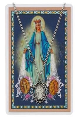 Miraculous Medal Pewter Medal & Prayer Card