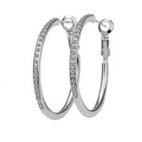 Kelly 14K White Gold Plated Crystal Hoop Earrings, Gold Plated, Hoop, Earrings, Fashion Earrings, Dazzling Crystals