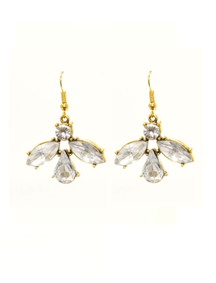 Clear Large Stones Drop Earrings, 14K Gold Plated, Fashion Earrings, Fashion Jewelry, Luxury Crystal Drop Earrings
