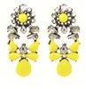 Yellow Twinkle Statement Earrings With Shiny Stones, Fashion Earrings, Yellow Earrings, Earrings With Rhinestones