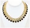 Black And Gold Chunky Fashion Necklace, Fashion Necklace, Black And Gold Necklace With Stones, Statement Necklace