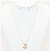 Gold Heart Pendant With Stones Necklace, Fashion Necklace, Heart Necklace, Gold Plated Necklace With Heart Charm