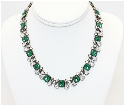 Statement Crystal Necklace, Fashion Necklace, Necklace With Crystal Stones, Two Tone Necklace