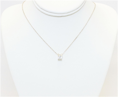 Silver Necklace With Beautiful Clear Crystal Pendant , Fashion Necklace, Necklace With Pendant, 14K White Gold Necklace With Crystal
