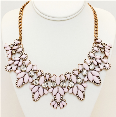 Statement Collar Necklace With Stones,  Fashion Necklace, Spring Fashion Necklace, Necklace With Light Pink Stones