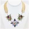 Colorful Statement Necklace, Fashion Necklace, Gold Necklace With Stones, Gold Collar Necklace With Stones