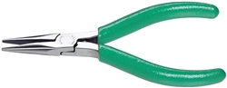 5" Diagonal Thin Long Nose Pliers with Green Cushion Grips; Part Number: LN54V
