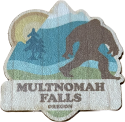 Multnomah Falls Bigfoot Mini Wood Sticker