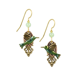 Silver Forest Hummingbird Earrings