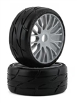 GRP TYRES ... REVO BELTED PRE-MOUNTED 1/8 BUGGY TIRES (SILVER) XM3
