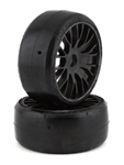 GRP TYRES ... GT - TO4 SLICK BELTED PRE-MOUNTED 1/8 BUGGY TIRES (BLACK)