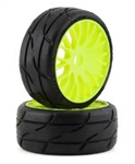 GRP TYRES ... REVO BELTED PRE-MOUNTED 1/8 BUGGY TIRES (YELLOW) XM5