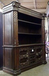 Bookcase - carved w/pillars, 2 door, 4 drawer