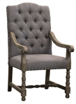 Aston Arm Chair Linen Grey Tufted