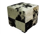 Cowhide Cube Ottoman Black & White