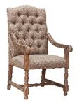Aston Arm Chair Linen Brown Tufted