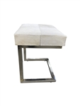White Cowhide Stainless Steel Ottoman