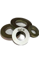 Extra thick SAE washers. Grade 8. Medium carbon zinc yellow.