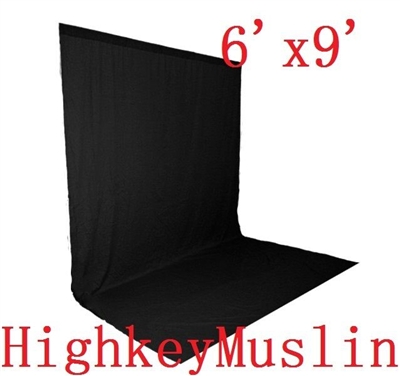 NEW HIGH KEY Black Muslin Background 6ft x 9ft photo studio Backdrop