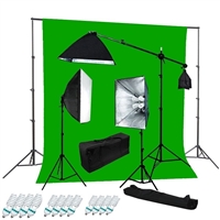 Pro 2400W Video Studio Boom Continous Vidoe Light Chroma Key Backdrop Stand kit