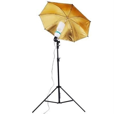 Single Black/gold reflective Umbrella Video background Light Kit