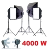 Pro 4000 W Video Studio Photo Continuous lighting Softbox Light kit +Cases
