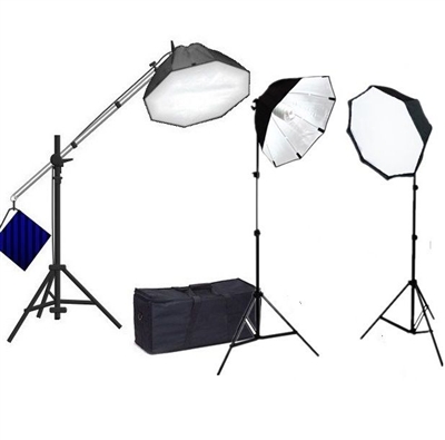 Continuous Light Photo Studio Octagon Rapid Softbox Fluorecent Boom stand Kit