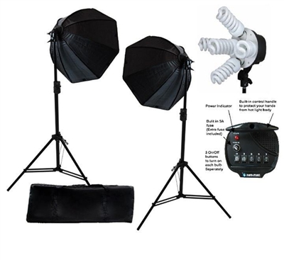 Photo Octagon Softbox 2000 watt Fluorescent video Continuous Boom Lighting Kit