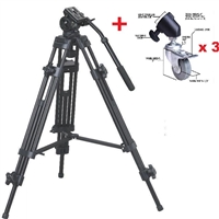 Pro Heavy Duty EI-717 72" Video Tripod with Fluid Pan Head & Castor wheels