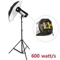 PRO 600W STROBE STUDIO FLASH LIGHT HEAD BOWENS COMPATIBLE UMBRELLA SET