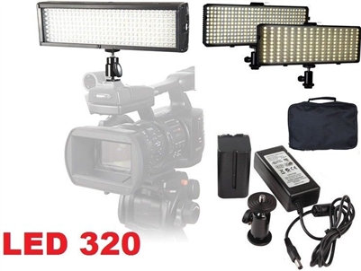 Pro 320 LED Bi Color Dimmable LED Continuous Light Video Photo AC/DC Battery Kit