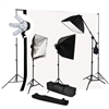 Photo Softbox 2400W Fluorescent video Continuous Boom Light B/W Backdrop Kit