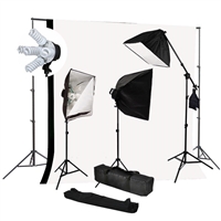 Photo Softbox 2400W Fluorescent video Continuous Boom Light B/W Backdrop Kit