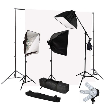 Photography Softbox 2500W Fluorescent video Continuous Boom Light Backdrop Kit