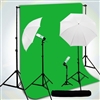 3-LIGHT PHOTO UMBRELLA LIGHT Chromakey Green BACKDROP STAND KIT