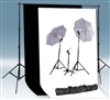 3-LIGHT PHOTO UMBRELLA LIGHT BLACK WHITE BACKDROP STAND KIT