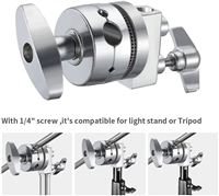 Aluminum Alloy Multi Functional Heavy Duty 2.5 inch Grip Head Swivel Head Clamp Holder Bracket Adapter with 1/2",1/4",3/8", 5/8" Mount for Light Stand, Extension Boom Arm,Photographic Equipment