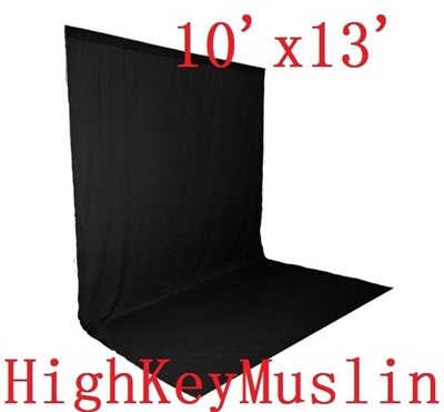 NEW HIGH KEY Black Muslin Background 10'x13' Backdrop
