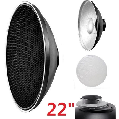 22" Beauty Dish Honeycomb & White Diffuser for Bowens Calumet Travelite