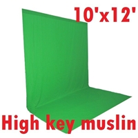 NEW High Key Muslin Chromakey Green 10'x12' Background