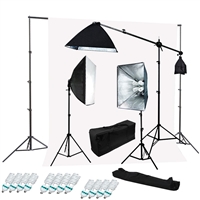 2400 watt 3 lights softbox lighting kit with 10ft x 20ft white backdrop support kit