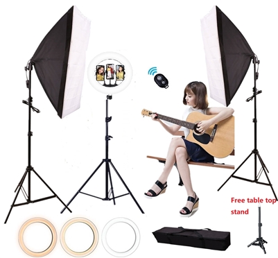 LED Ring Light with softbox lighting kit - CanadianStudio LED Camera Selfie Softbox Light Ring with iPhone Tripod and Phone Holder for Video Photography Makeup Live Streaming, Compatible with iPhone and Android Phone