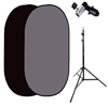 Pro 5' x 7' Collapsible Flex-out Chroma Key Black/Grey Twist Muslin Backdrop with stand