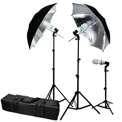 New 3-HEAD PHOTO LIGHTING PHOTO STUDIO 40" UMBRELLA LIGHT SET