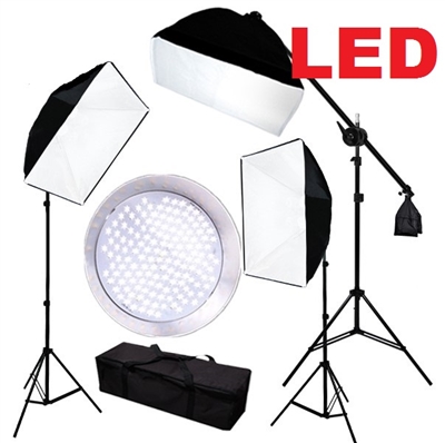 CanadianStudio Pro Continuous 3-head LED Lighting Kit 3 x 144PCS 5500K LED beads Softbox Studio boom arm Light Stand Kit